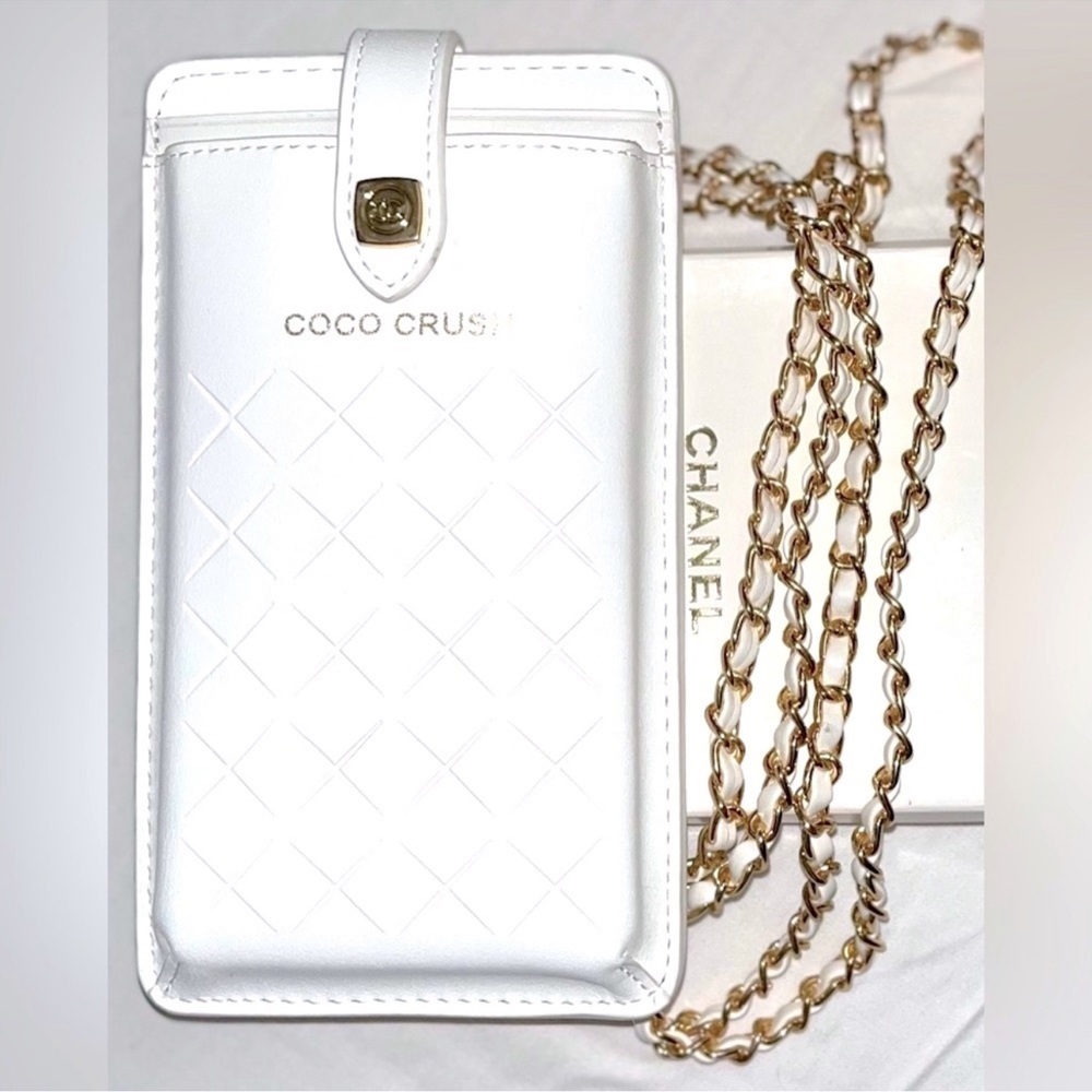 NWT Authentic Chanel Coco Cush Quilted White Pouch/Cellphone holder